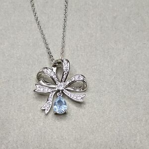 New Silver Bow Pendant Necklace